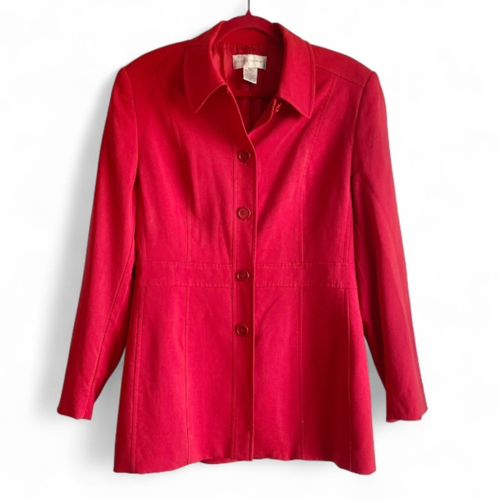 Vintage Casual Corner Button Down Red Wool Coat Size 12